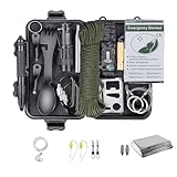 Kit de Sobrevivência de Emergência Profissional, Equipamento Tático Multifuncional com Lanterna, Manta de Primeiros Socorros, Corda de Escape, Apito, Ferramentas de Pesca