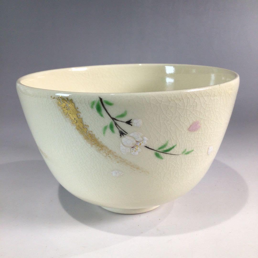 Amazon.co.jp: P282 茶碗 京焼 通次阿山造 仁清写枝垂れ桜 抹茶碗