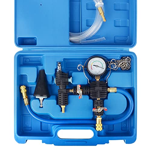Image of DAYUAN Radiator Cooling System Vacuum Purge Coolant Refill Tool Kit | Professional Radiator Adapter, Fast Coolant Refill, Eliminates Air Pockets, Fits Most Cars SUVs Vans & Trucks, Blue Case
