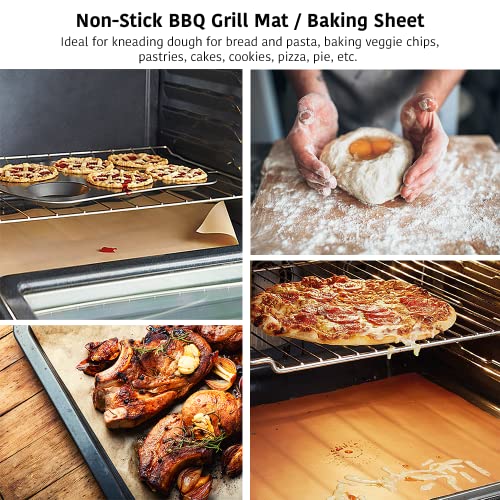 Forapid Ptfe Teflon Sheet, Non-Stick Oven Liners, Barbecue Grill Mat Baking Sheet Reusable Washable - Use Up To 500℉ Craft Mat For Baking Cooking Bbq Grilling Roasting 16X24"/40X60Cm 3 Pack #TOP2