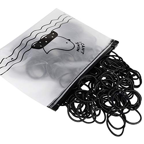 Alpure 200 Pcs Hair Scrunchies,Hair Bands for Women or Girls Multicolor Elastic Small Hair Ties,Ponytail Holders (black)