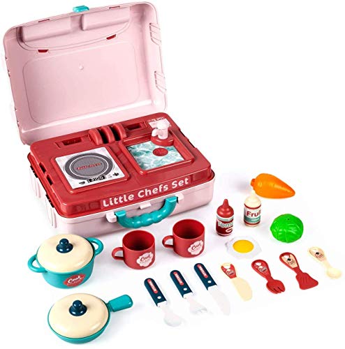 Image of LONGMIRE Plastic 42 Pcs Big Size Kitchen Playset | Musical & Light Kitchen Set Toy for Kids with Sound and Accessories Set for 4 Year Old (Tool Suitcase)
