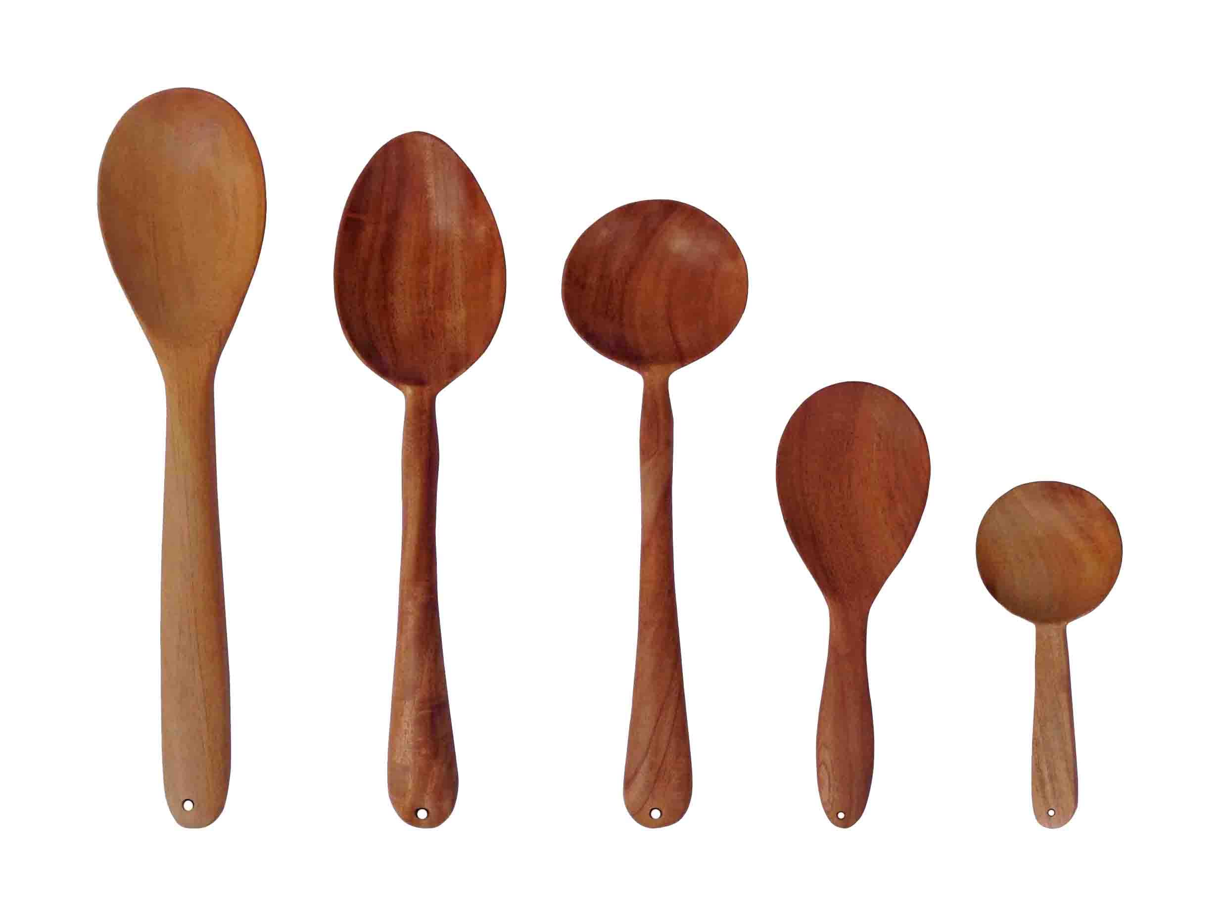 ECOPAL - Neem Wood Spatula for Cooking and Serving - Laddle Set - Pack of 5