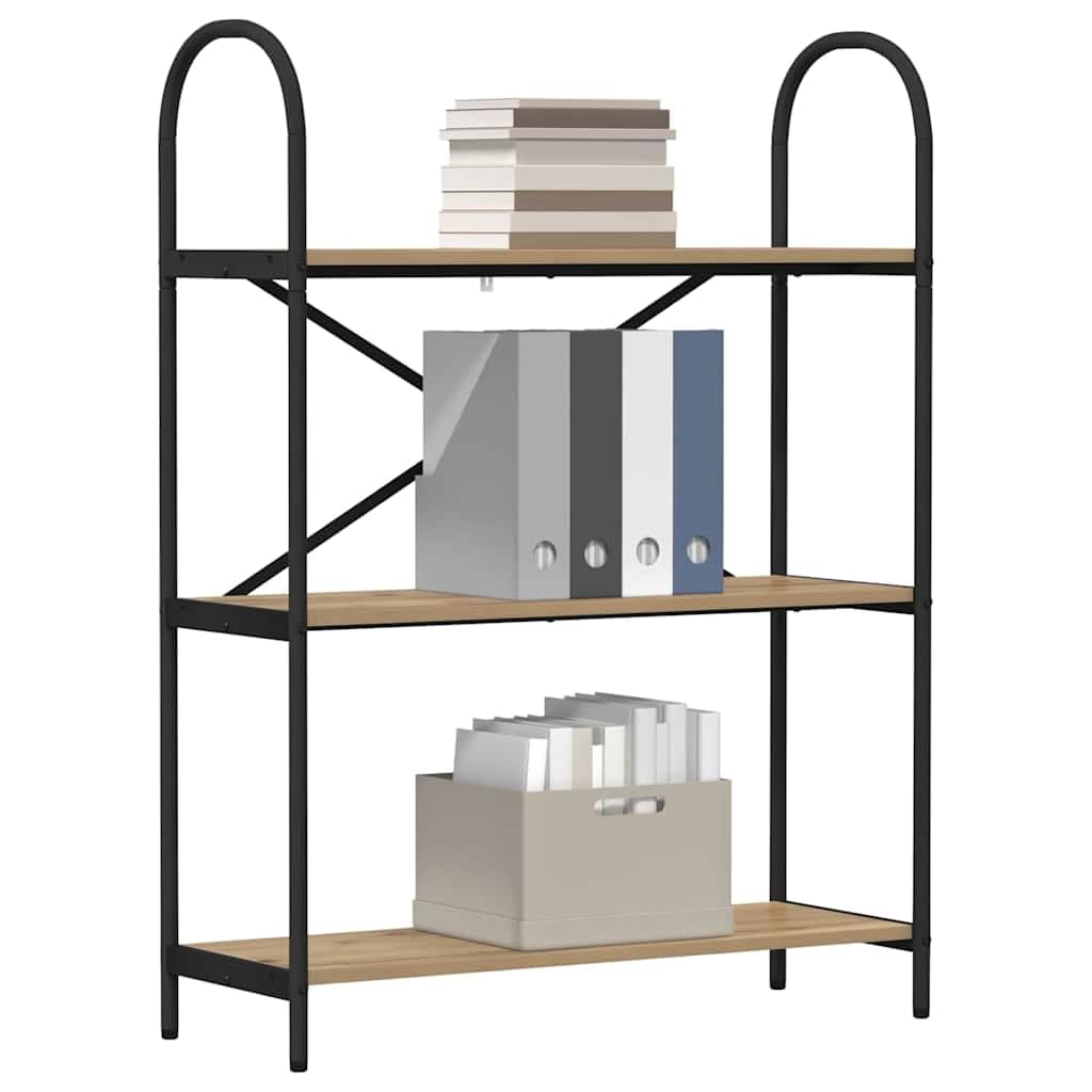 Estantería de roble artesanal, 80 x 30 x 109 cm, estantería moderna de material de madera con 3 estantes resistentes, versátil para sala de estar, estudio, almacenamiento elegante