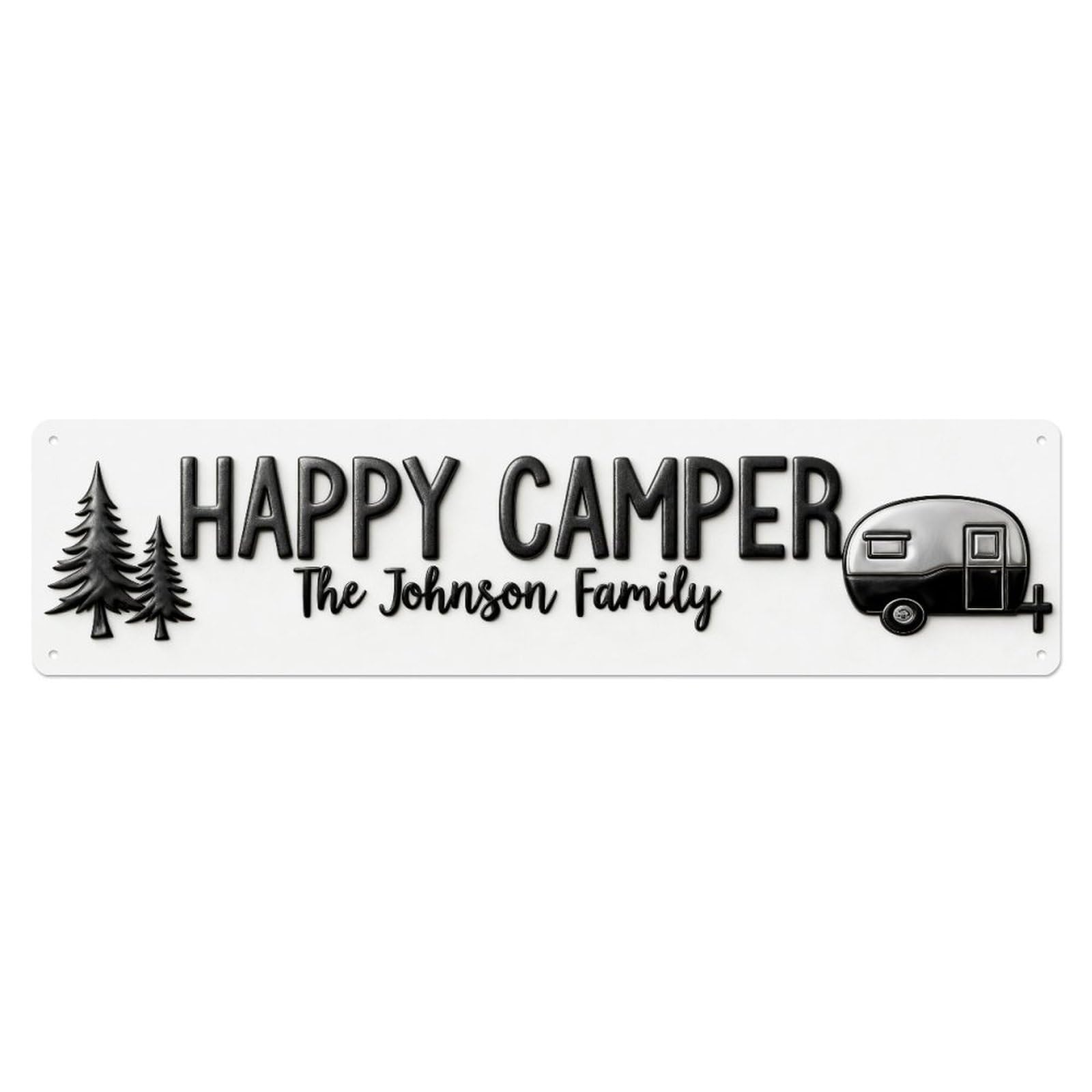 Happy Camper Family Tree Trailer Metal Tin Sign Plaque