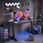 TIQLAB Computer Desk 47 x 24 inch, Modern Office Table with Bold T-Shaped Leg Design, Simple PC Gaming Desk, Study Writing Workstation, Black - Image 3