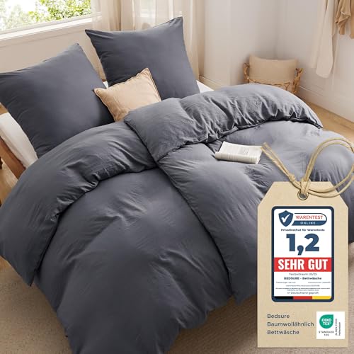 BEDSURE Bettwäsche 135x200 4teilig Bettbezug - Weiche Baumwollähnlich Bettwäsche-Set 135 x 200 cm 2er Set mit 2 Kissenbezüge 80x80 cm, ÖKO-TEX...