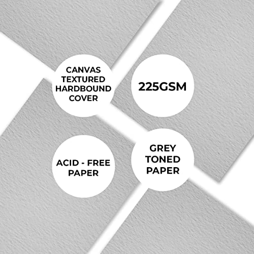 Image of Anupam Dusk Grey Toned Watercolour Paper - Cold Pressed, Hardbound Book, 225 GSM, 60 Sheets, 20cm x 20cm (Square)