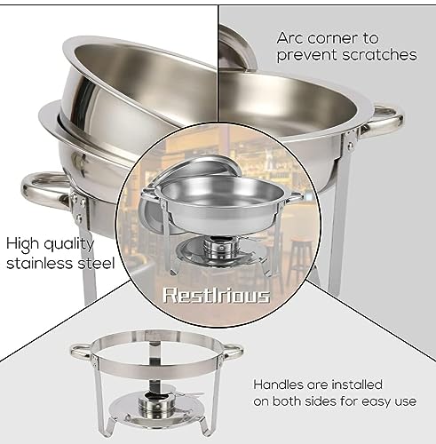 Image of Shoppers Hub PNQ 3.5L SS Round Chafing Dish with Gel Based Heating Container & Transparent See Through Lid for Ideal Heavy Duty Use in Hotels,Caterings, Banquets, Buffets and Other Commercial Places.