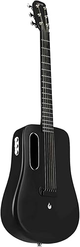 LAVA ME 2 Guitarra de fibra de carbono con efectos 36 pulgadas guitarra acústica de viaje eléctrica con púas de bolsa y cable de carga Negro (91,4