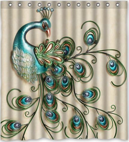 SANMOU Beautiful Peacock Pattern Popular Bath Curtain Shower Curtain (60" x 72" ) with Hooks