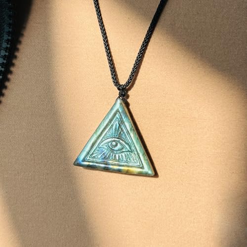 BAOHEN Labradorite Necklace Pendant Devil's Eye Adjustable Length, Jewelry DIY, Office Desk Decor, Living Room Decor, Prayer Meditation Prop, Good Luck Birthday Gifts for Men,Women2