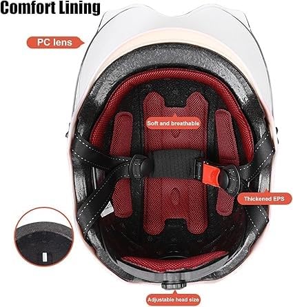 Casco da moto aperto per bambini, casco da scooter omologato ECE con visiera, casco da scooter per ragazzi e ragazze dai 3 ai 12 anni E,51-56CM