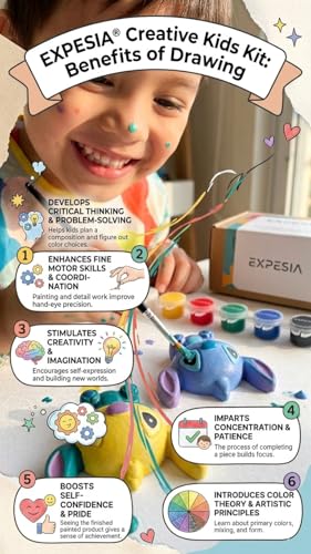 Image of EXPESIA DIY Paint Your Own Cute Character Figurines Kit for Kids, 4 Plaster Figurines with 6 Paint Colours & Brush, Creative Art & Craft Activity Set, Ages 4+ (CAroon)