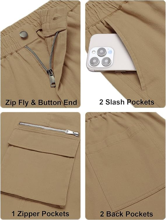 Image of CB-COLEBROOK Men Mid Rise Cargo || Cargo Pants Cotton || Relaxed Fit Elastic Waist || Loose Fit || Casual Pants || Cargos Pant with 7 Pockets (Cargo-48-54)