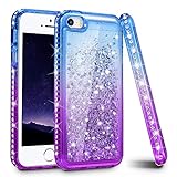 Ruky iPhone 5 5S Case, iPhone SE Case (2016), Gradient Quicksand Series Glitter Flowing Liquid Floating Bling Sparkly Diamond Flexible TPU Girls Women Cute Case for iPhone 5 5S SE (Blue Purple)