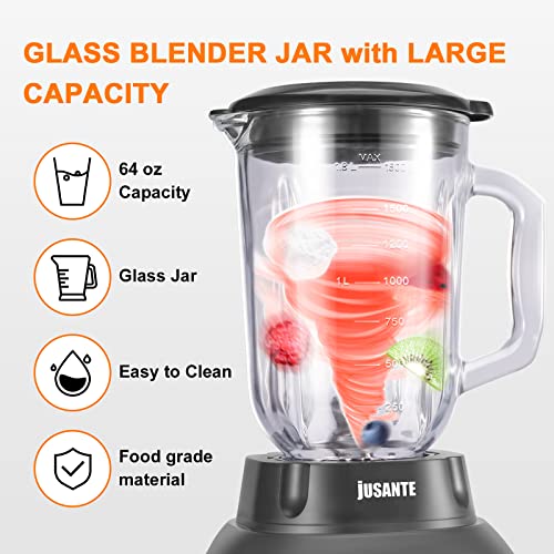 Blender-Countertop-Blender-for-Smoothies-with-64-oz-Glass-Jar-Kitchen-1200-Watts-High-Speed-Juicer-Blender-Ice-Crusher-for-Shakes-Frozen-Drinks-Black