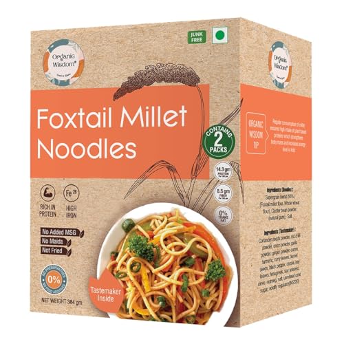 Image of Organic Wisdom-Back to Roots Foxtail Noodles | 384 gm (Contains 2 Packs) | No MSG, No Maida, No Junk | Not Fried - Sun Dried | Rich in Protein & Vit B