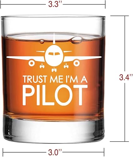 Miniatura 2 de Perfectinsoy Trust me I'm a Pilot - Vaso de whisky piloto, vaso de whisky piloto jubilado, pilotos asistentes de vuelo jubilados helicóptero aviador