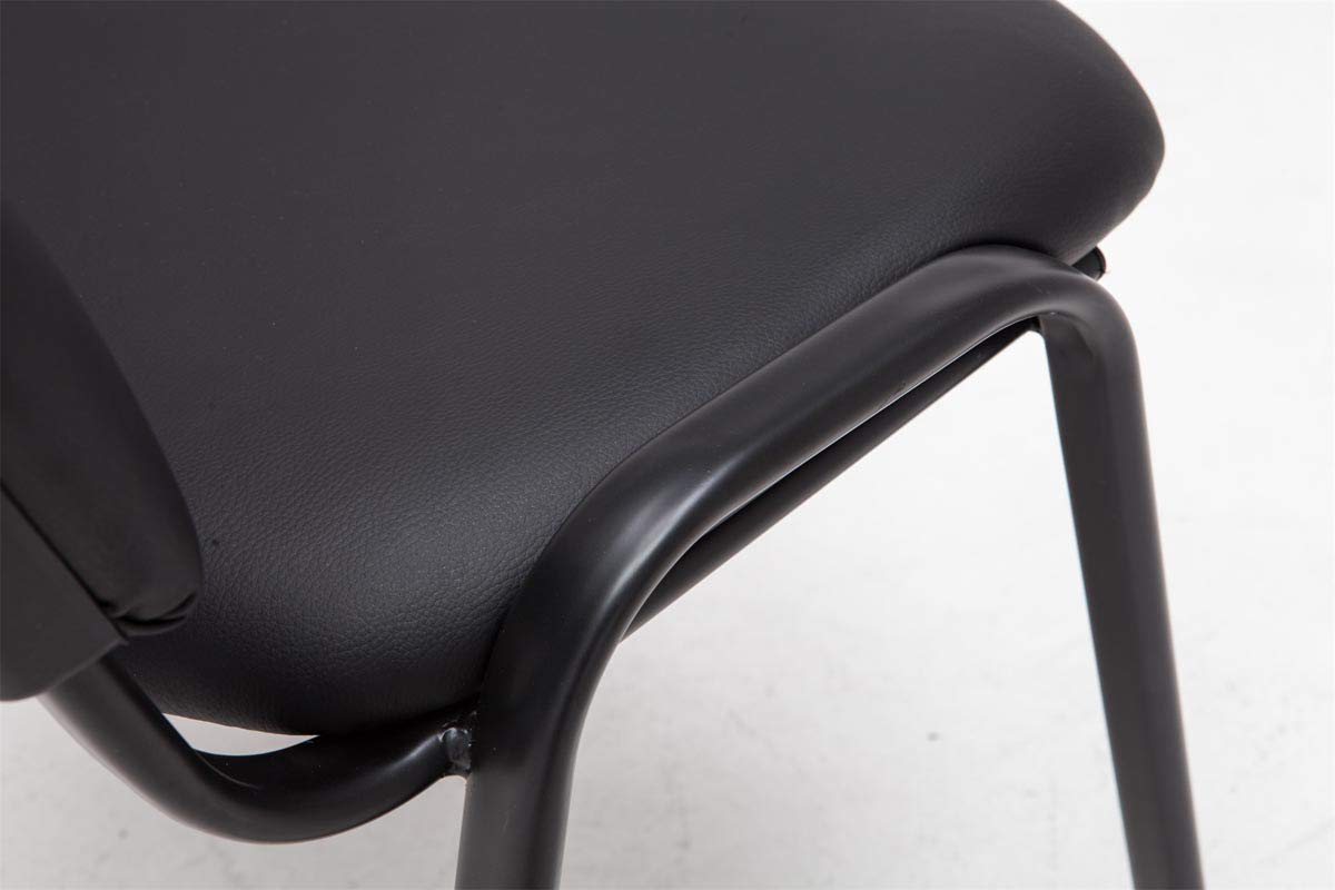 CLP Silla de Visitas Ken en Cuero Sintético I Silla de Conferencias Apilable I Silla de Reuniones Capacidad máx. 120 kg I Color:, Color:Negro