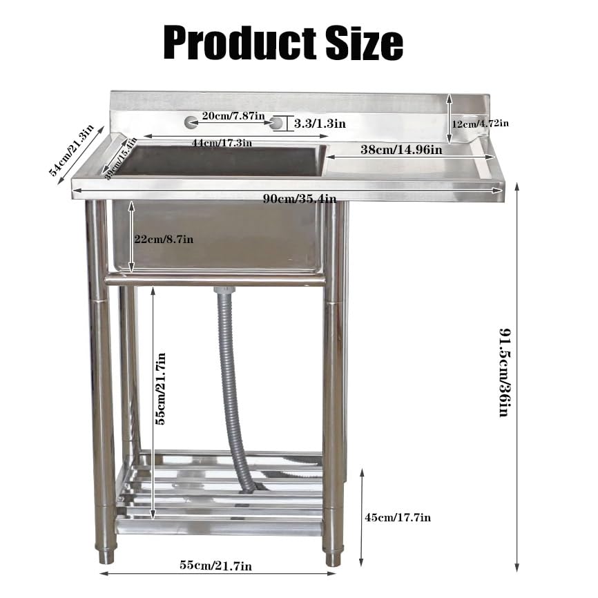Évier utilitaire en acier inoxydable pour restaurant et poste lavage mains - 3
