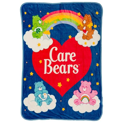 Image of Silver Buffalo Care Bears Rainbow Heart Logo, Fleece Throw Blanket, 45x60in | Bedtime and Tenderheart Bear, Cheer, Soft and Cozy, 180 GSM