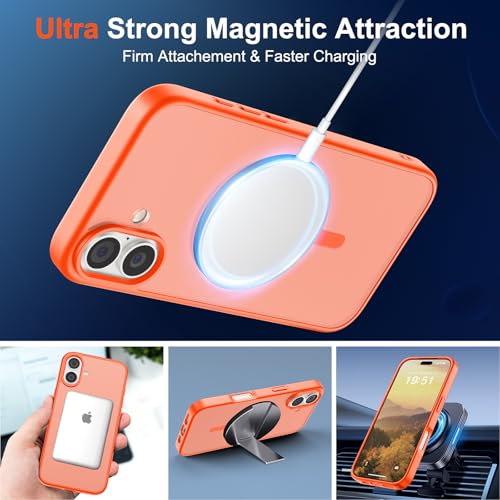 Image of SUPFINE Magnetic for iPhone 17 Case (Compatible with MagSafe)(Military Grade Drop Protection) Translucent Matte Shockproof with Anti-Fingerprint Phone Cover 2025,Orange