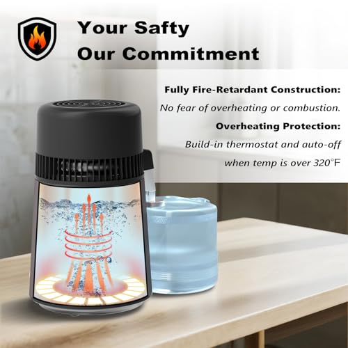 ROVSUN 1.1 Gallon/4L Water Distiller, Countertop Distilled Water Machine with BPA-Free Container, Distilled Water Maker Purifier with Flame-Retardant Material & Stainless Steel Interior, 750W, Black thumbnail 4
