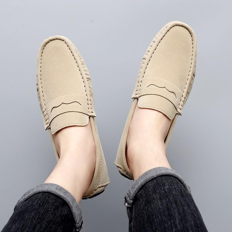 Battle Men Men's Suede Penny Loafer– Driving Moccasins Casual Slip-On Solid Color Shoes for Weekend Outings and Summer Comfort