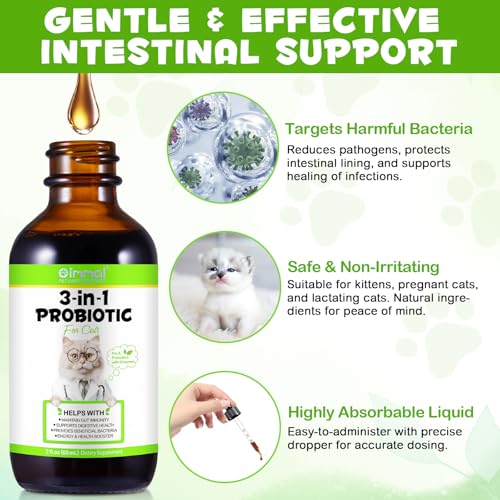Cat Probiotic, Probiotics for Cats with Prebiotic and Enzymes, 3 in 1 Cat Probiotic Drops, Liquid Probiotic for Cats, Cat Probiotics Supplement Help Digestive Support Gut Health - Image 6