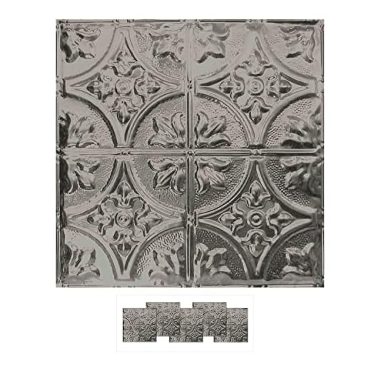 5 Pack of 24x24 Nail-Up Tin Ceiling Tiles - Pattern #2, Unfinished - Victorian Floral (Covers 20 sq.ft.)