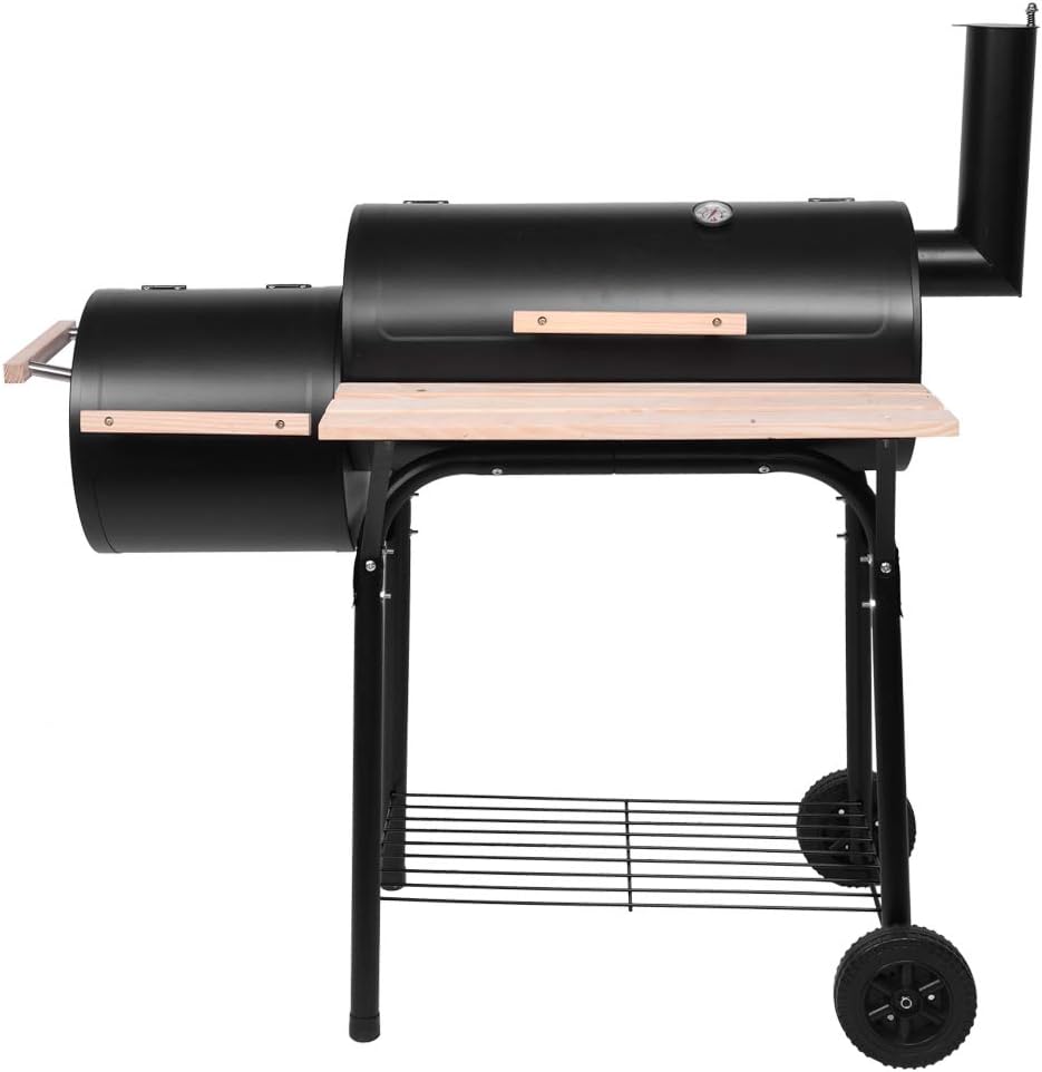 Oil Drum Charcoal FurnaceBBQ Grill with Side Burner for Outdoor Cooking Kitchen and Patio Backyard Barbecue