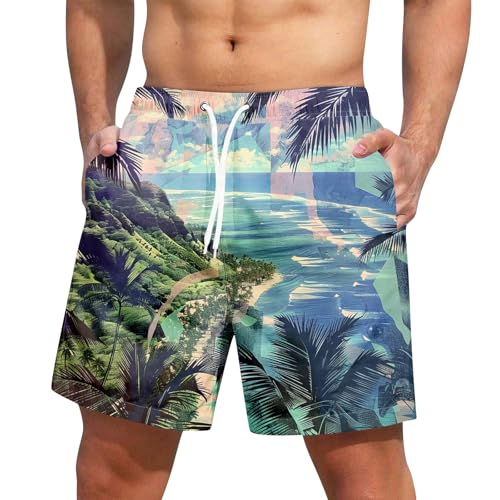 Boys Swim Trunks Black Summer Beach Elastic Waist Drawstring Men's Boxer Shorts 3XL Fashion Quick Dry Tropical Floral Print Swimsuit with Pockets No Liner Blue S