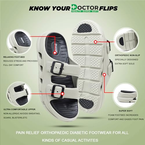 Image of DOCTOR HEALTH SUPER SOFT Men EVA Double Strap Sandals | Adjustable Buckle Comfort Slides | Lightweight Anti-Slip Ventilated Casual Sandals for Everyday Indoor Outdoor Wear