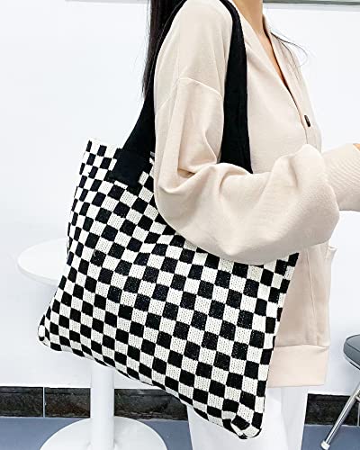 Image of Crochet Tote Bag for Women Large Capacity Shoulder Bag Handbags Knitting Hobo Bag Aesthetic Handmade Weaving