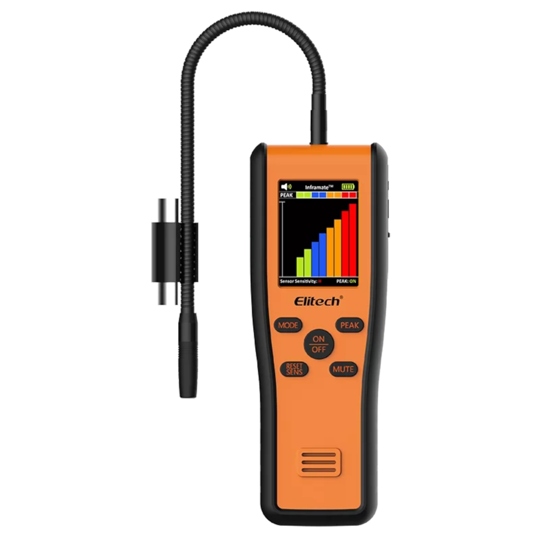 Elitech Inframate D - Detector de fugas de refrigerante con sensor infrarrojo, pantalla Tft, diodo calentado y batería recargable, buscador de fugas Sniffer Hvac profesional para gas climatizador