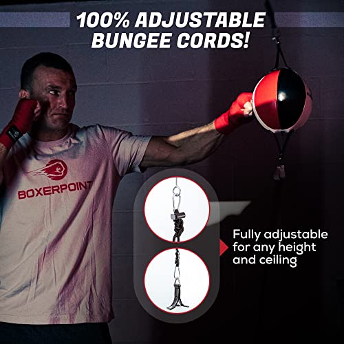 Boxerpoint Mexican Double End Bag - Peanut Shaped Double-End Punching Bag For Boxing, Mma, Muay Thai And Karate. Speed Striking And Dodge Training Double-Double Ended Bag With Bungee Cord And Hanger. #TOP2