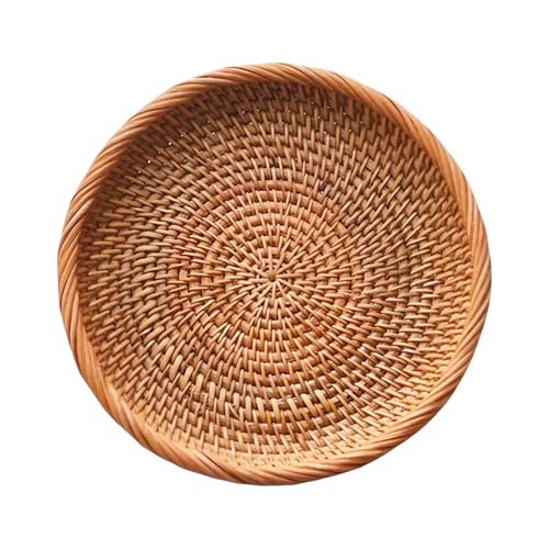chicapica 1pc Small Rattan Fruit Bowl for Candy Nuts Cracker