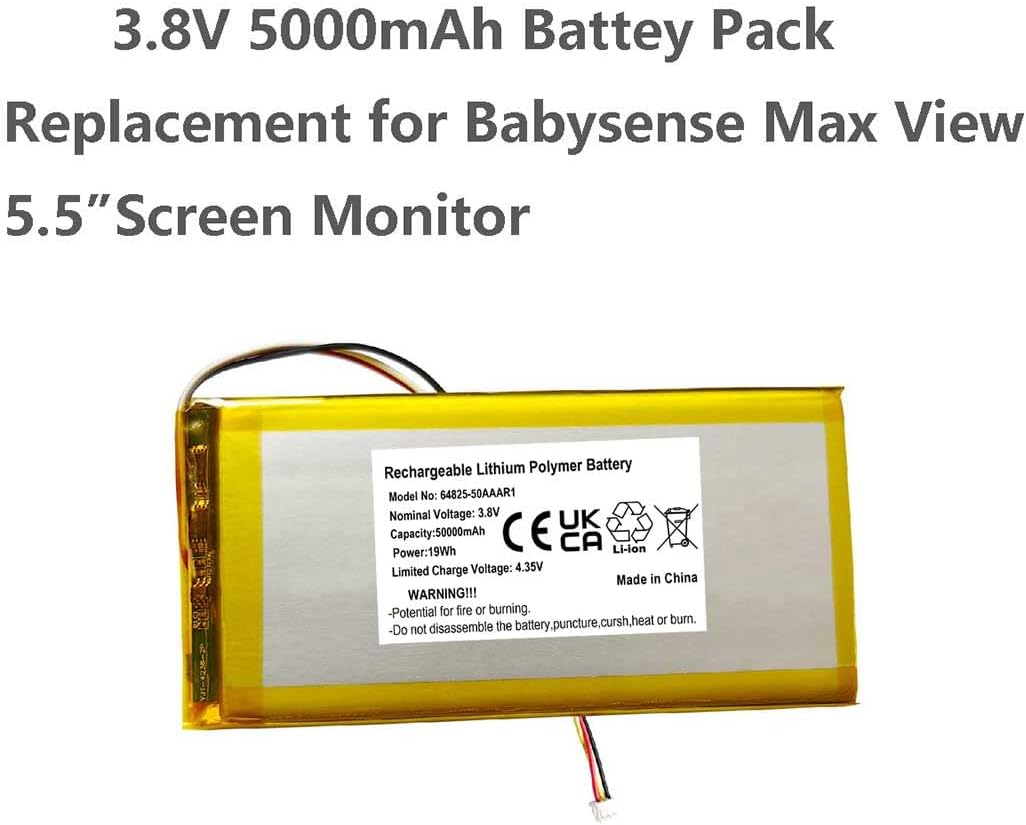 AOLIKES 3.8v 5000mAh Battery Replacement for Babysense Max View 5.5” Screen 1080p Full HD Video Baby Monitor