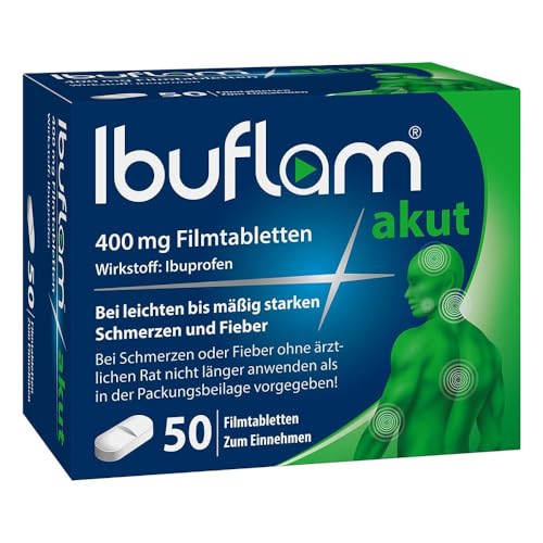 Ibuflam® 400 mg Ibuprofen Schmerztabletten | 50 Stück | Schnelle Wirkung bei Schmerzen, Fieber & Erkältung