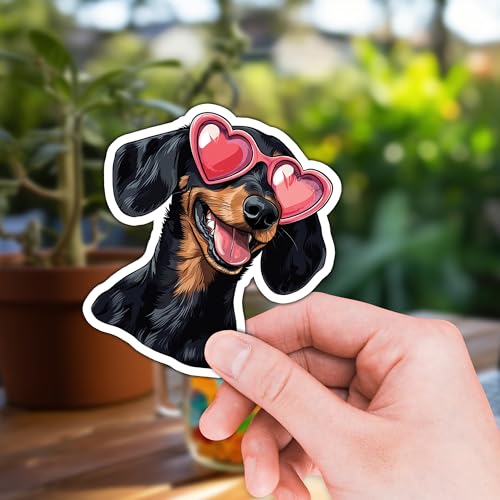 Image of Dachshund Sticker 8 Pcs (Large Size) Vinyl Stickers Laptop Waterproof Decal for Car Bumper Water Bottle Notebook Luggage Window Funny Party Birthday Decorations - Size 4 Inches