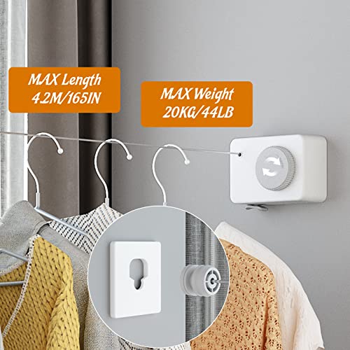 Dancrul KL-203-WHI Retractable Clothesline Indoor, Clothes Line Retracting Outdoors thumb #2
