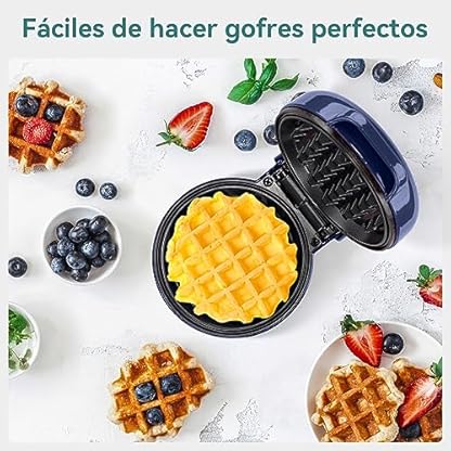 SNAILAR Mini Waffeleisen Belgische Waffel Maschine Kleines Waffeleisen Klassische, für Kindergeburtstage, Familienfeiern, Ostern oder Weihnachten, Niedlich kompaktes Design, 550 Watt, Blau – Bild 6