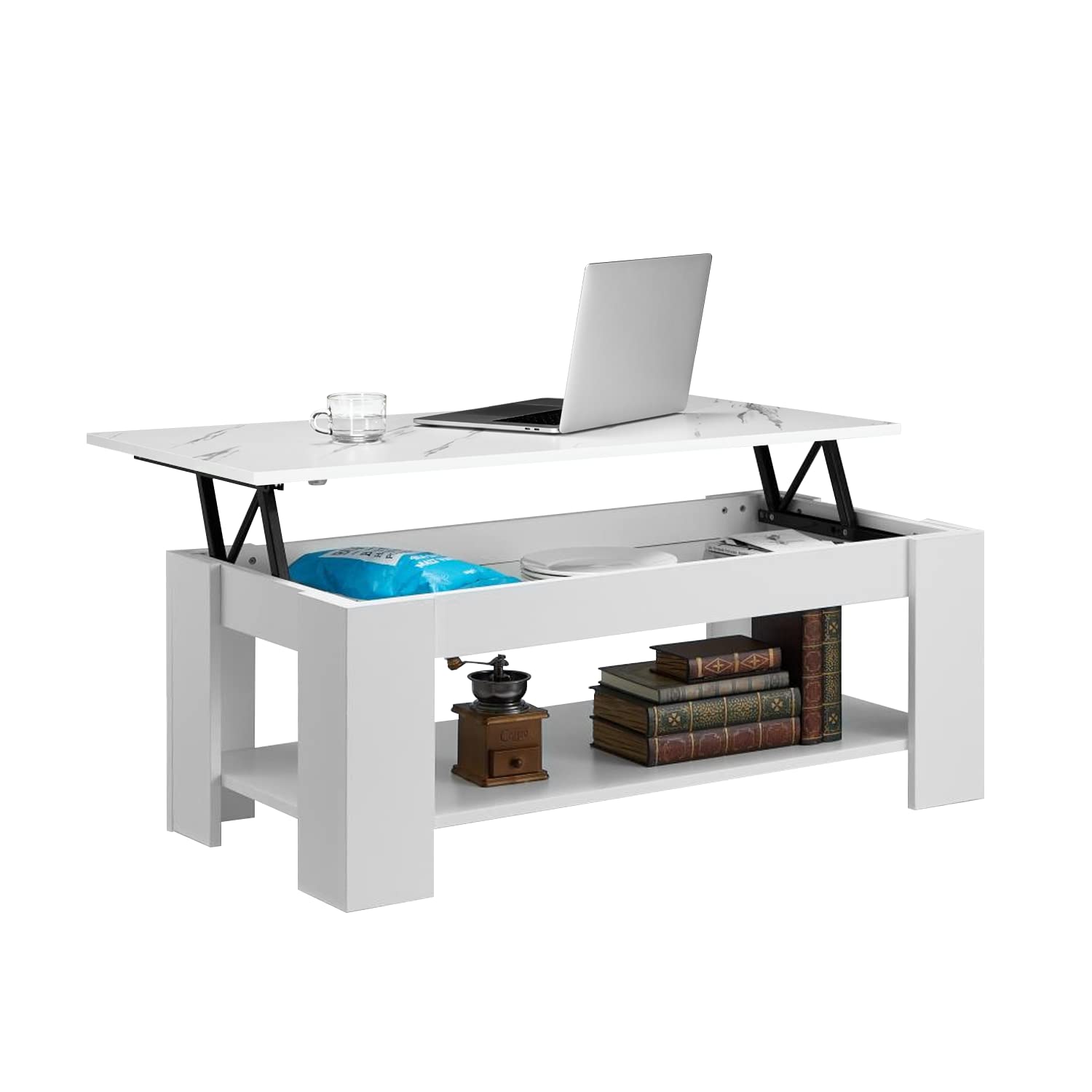 Buy Height Adjustable Coffee Table, Rustic Lift Top Tea Table with