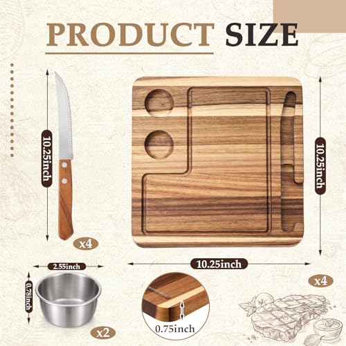 Set 4 Tablas de Cortar Rectangulares de Madera Acacia miniatura 2