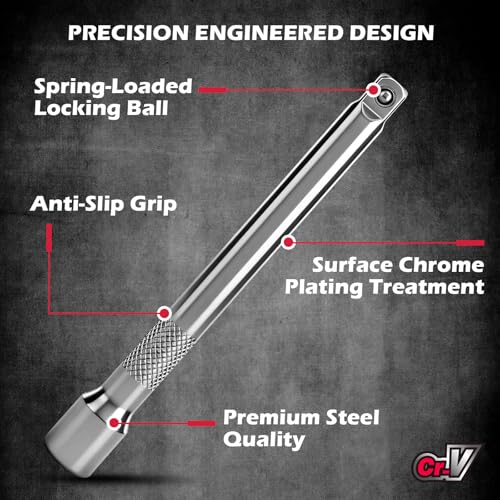 Image of 9-Piece Socket Extension Bar Set, 1 /4 inch & 3 /8 inch Drive Ratchet Extensions 2 inch, 3 inch, 4 inch, 6 inch, 8 inch & 10 inch with Universal Joints, CR-V Steel for Tight Spaces