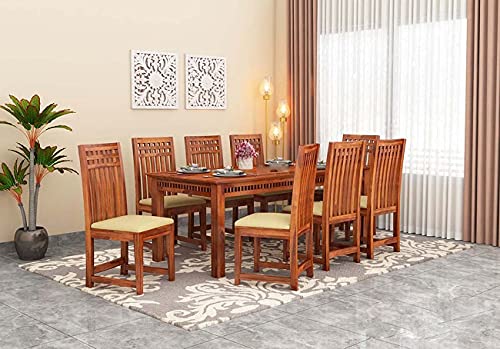 Image of Sheesham Solid Wood 8 Seater Dining Table for Living Room (Honey2)