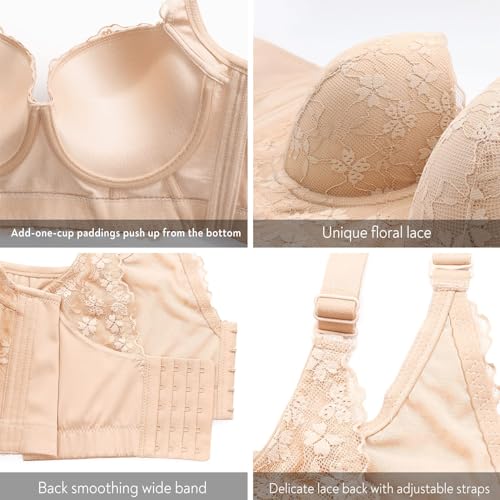 Image of FallSweet Push Up Bras for Women Corset Top Bustier Padded Underwire Bra Add One Cup