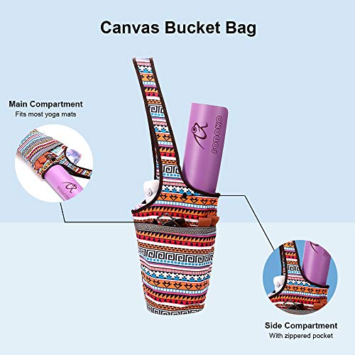 Mochila de ombro, Andoer Bolsa para tapete de ioga Sacos de ombro de lona estampado vintage com zípe