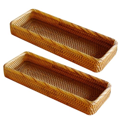 Vestamore Serviertablett für Couchtisch-Dekoration, 2 Stück, Rattan,...